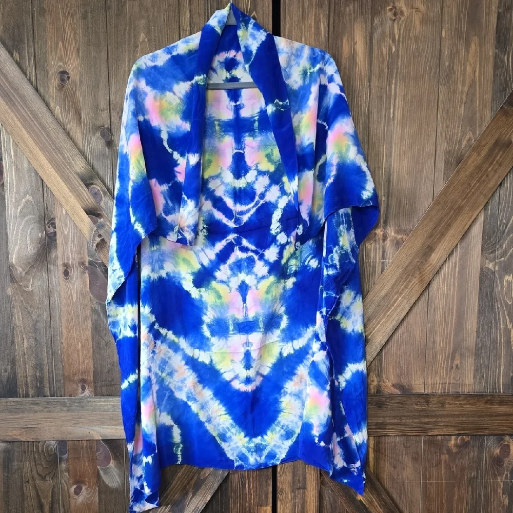 Vibrant Tie-Dye Silk Scarf